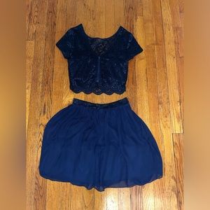 two piece prom or formal short dress